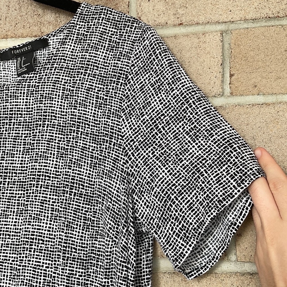 Pin Check Pattern Shift Mini Dress - Picture 3 of 8